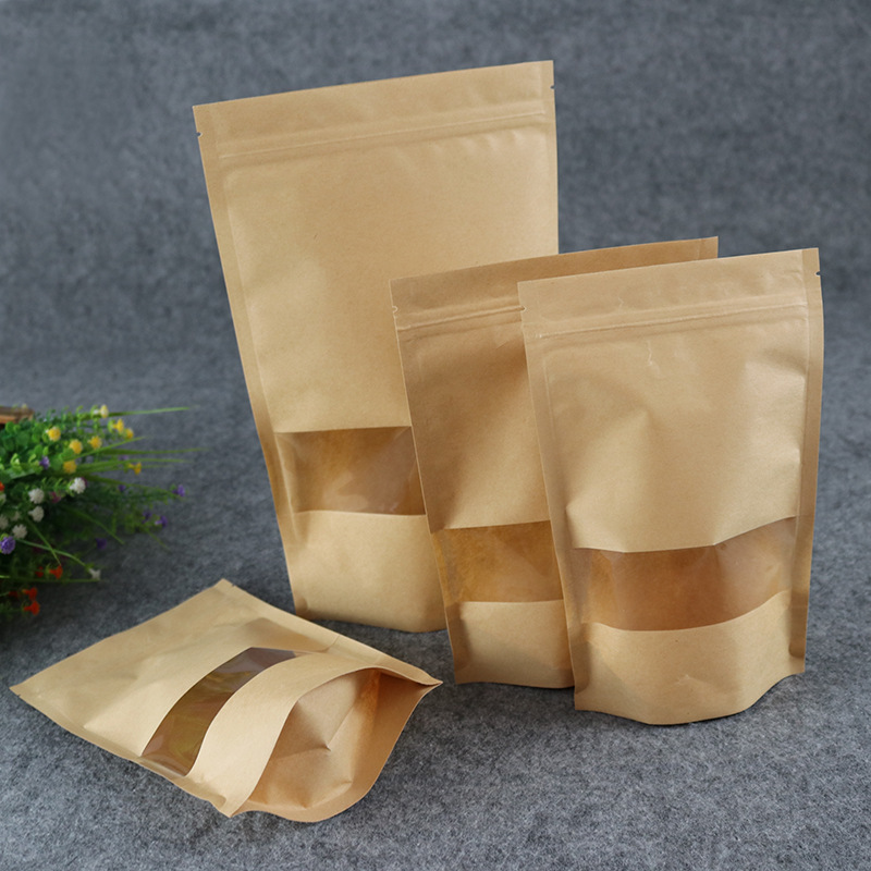 Window kraft ziplock bag Paper Pouch Manufacturers