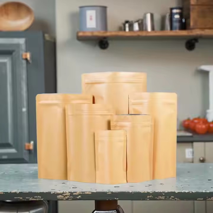 Biodegradable Brown Kraft Paper Pouch for Food Packaging