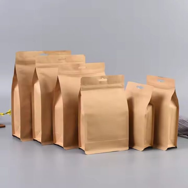 Resealable Kraft Paper Food Pouch with Zipper Closure