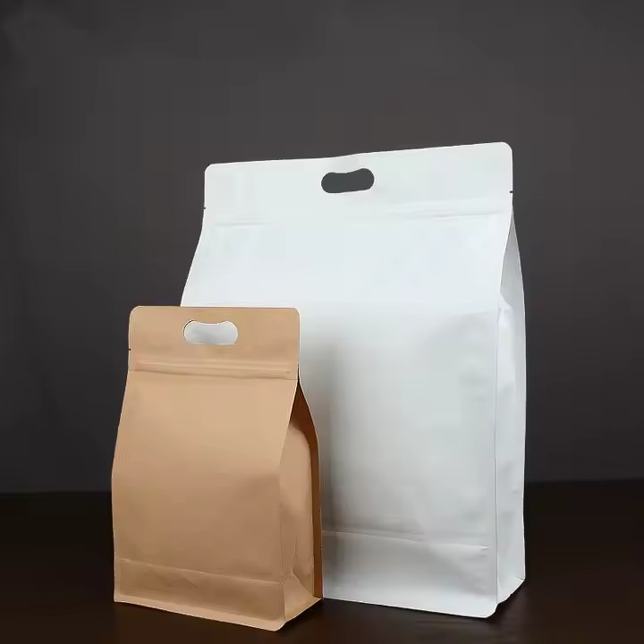 Custom Printed Eco-Friendly Resealable Kraft Food Packaging Pouch (7) Resealable Kraft Paper Food Pouch with Zipper Closure