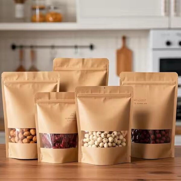Recyclable Eco-Friendly Kraft Paper Pouch with Transparent Window
