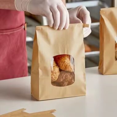 Portable Kraft Paper Pouch for Fast Food and Bakery Packaging