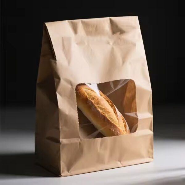 Portable Kraft Paper Pouch for Fast Food and Bakery Packaging