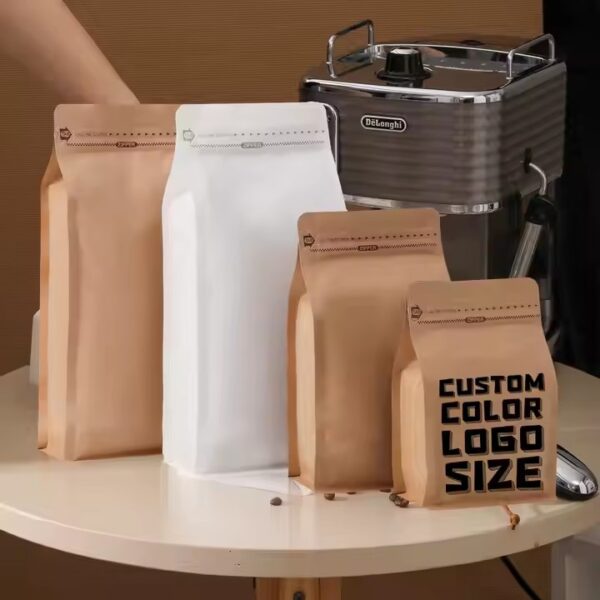 Biodegradable Kraft Paper Coffee Bean Packaging Pouch
