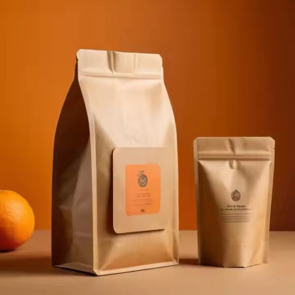 Eco-Friendly Food-Grade Pouch for Coffee & Tea Storage (6) Biodegradable Kraft Paper Pouch for Coffee and Tea Packaging