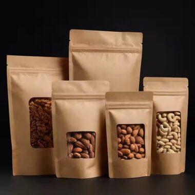Custom Kraft Paper Food Pouch for Bakery, Snacks, and Bread
