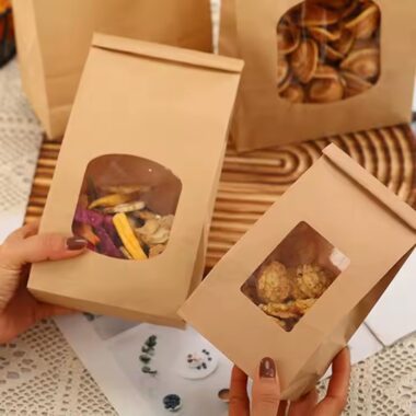 Custom Kraft Paper Food Pouch for Bakery, Snacks, and Bread