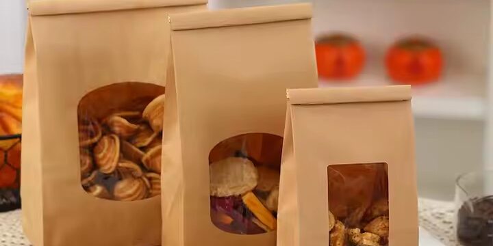 Custom Kraft Paper Food Pouch for Bakery, Snacks, and Bread