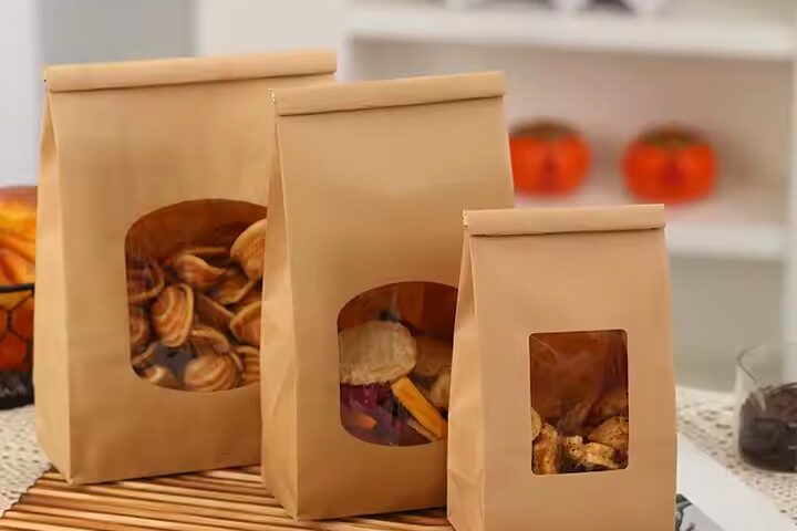 Custom Kraft Paper Food Pouch for Bakery, Snacks, and Bread