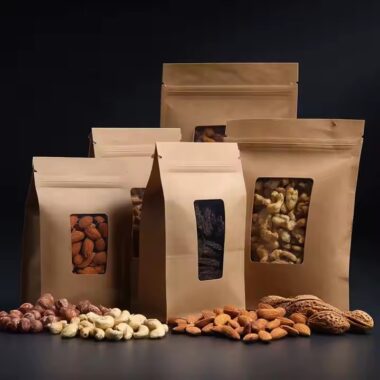 Custom Kraft Paper Food Pouch for Bakery, Snacks, and Bread