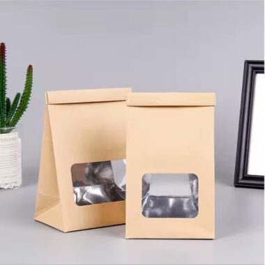 Custom Kraft Paper Food Pouch for Bakery, Snacks, and Bread