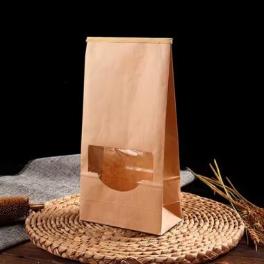 Custom Kraft Paper Food Pouch for Bakery, Snacks, and Bread