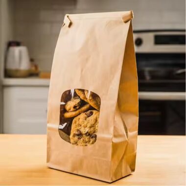 Custom Kraft Paper Food Pouch for Bakery, Snacks, and Bread