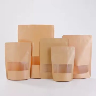 Biodegradable Resealable Kraft Paper Pouch with Zipper for Food Packaging