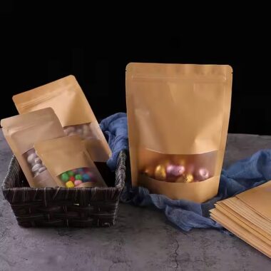 Biodegradable Resealable Kraft Paper Pouch with Zipper for Food Packaging