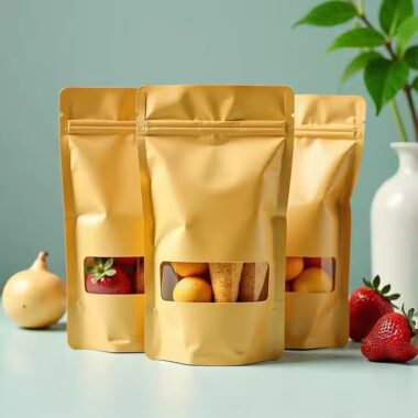 Biodegradable Resealable Kraft Paper Pouch with Zipper for Food Packaging