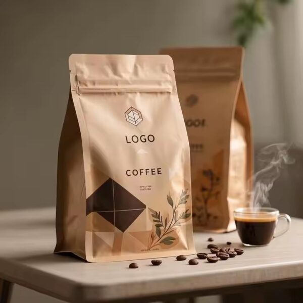 Custom Kraft Paper Pouch for Coffee Bean Packaging
