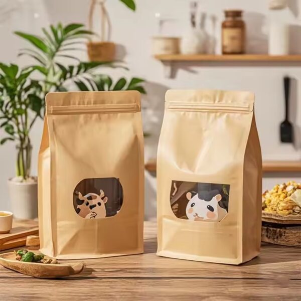 Food Grade Stand-Up Resealable Kraft Paper Pouch