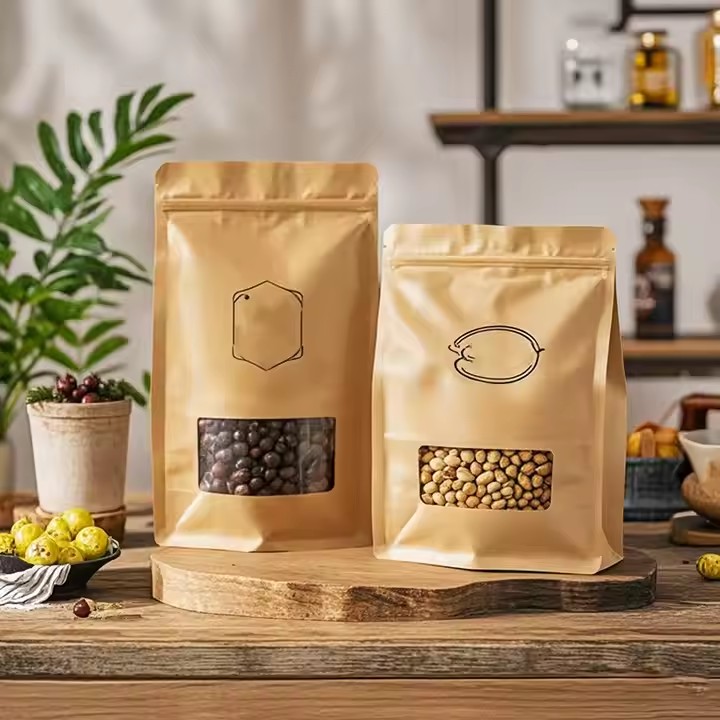 Food Grade Stand-Up Resealable Kraft Paper Pouch