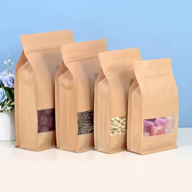 Custom Kraft Paper Pouch with Clear Window and Logo