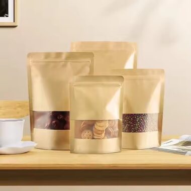 Custom Kraft Paper Pouch with Clear Window and Logo