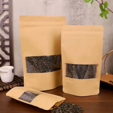 Custom Kraft Paper Pouch with Clear Window and Logo