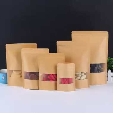 Custom Kraft Paper Pouch with Clear Window and Logo