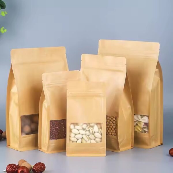 Custom Kraft Paper Pouch with Clear Window and Logo