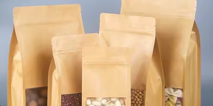 Custom Kraft Paper Pouch with Clear Window and Logo