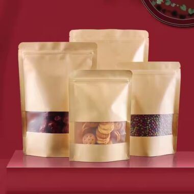 Custom Kraft Paper Pouch with Clear Window and Logo