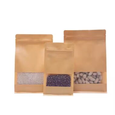 Stand-up kraft paper pouch with zipper seal for food storage