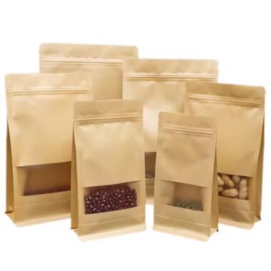 Stand-up kraft paper pouch with zipper seal for food storage