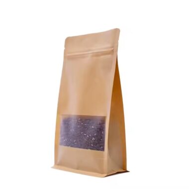 Stand-up kraft paper pouch with zipper seal for food storage