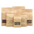 Stand-up kraft paper pouch with zipper seal for food storage