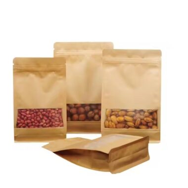Stand-up kraft paper pouch with zipper seal for food storage