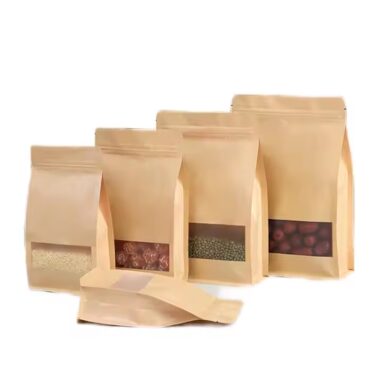 Stand-up kraft paper pouch with zipper seal for food storage