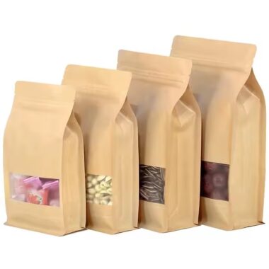 Stand-up kraft paper pouch with zipper seal for food storage
