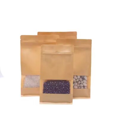 Stand-up kraft paper pouch with zipper seal for food storage