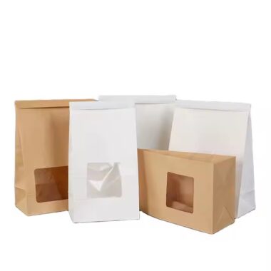 Kraft paper pouch with window for cake and candy packaging