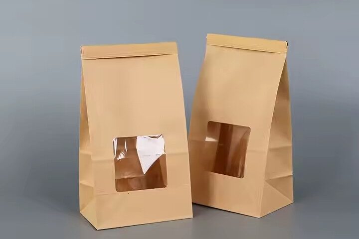 Kraft paper pouch with window for cake and candy packaging