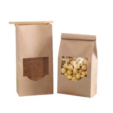 Kraft paper pouch with window for cake and candy packaging