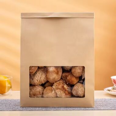 Kraft paper pouch with window for cake and candy packaging