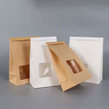 Kraft paper pouch with window for cake and candy packaging