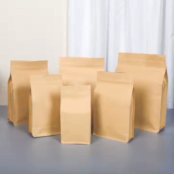 Food Grade Kraft Paper Pouch for Snacks, Cookies and Tea
