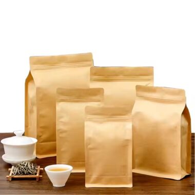Food Grade Kraft Paper Pouch for Snacks, Cookies and Tea