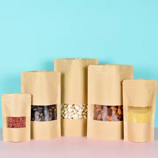 Custom Stand-Up Kraft Paper Pouch for Dry Food Packaging