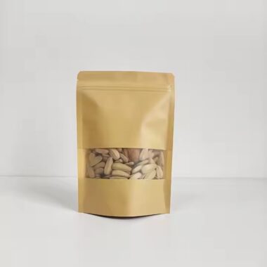Custom Brown Kraft Paper Pouch with Transparent Window for Food