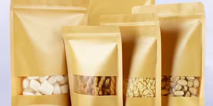 Custom Brown Kraft Paper Pouch with Transparent Window for Food