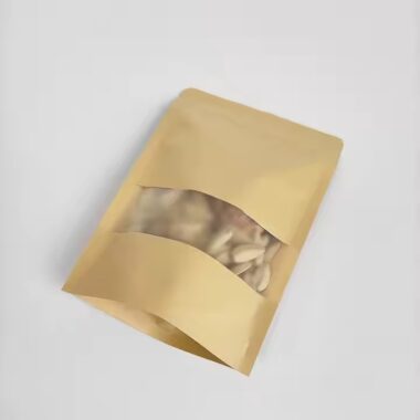Custom Brown Kraft Paper Pouch with Transparent Window for Food