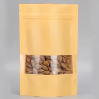 Custom Brown Kraft Paper Pouch with Transparent Window for Food